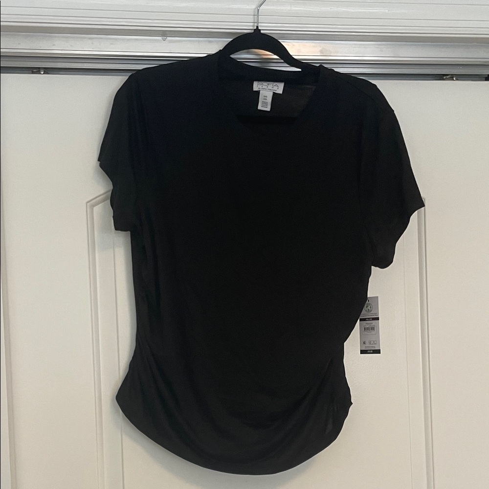 NWT Black Vergara black rouched top